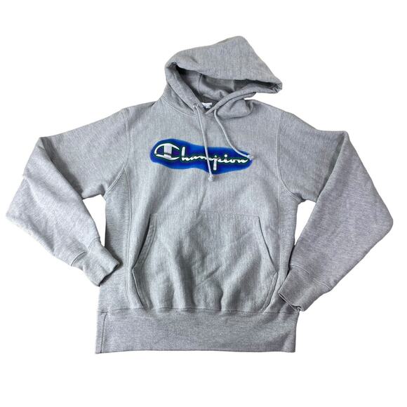 Champion Reverse Weave Sweatshirt Hoodie Sz M Gray Thick Heavyweight Pullover - Picture 5 of 8